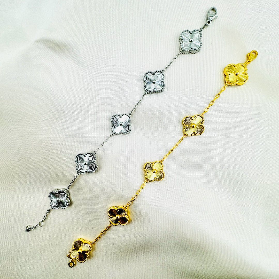 NOA’s Stainless Steel 14K Gold-Plated Brass Clover Bracelet