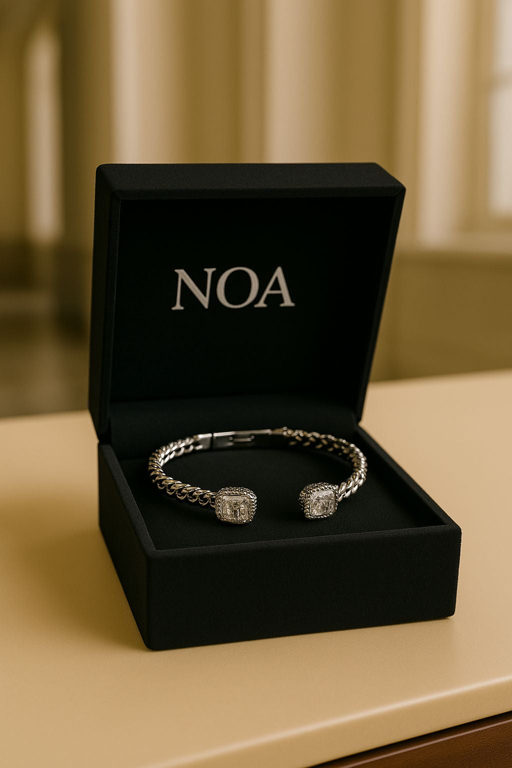 NOA's Silver Diamond Bangle - A Timeless Symphony of Elegance