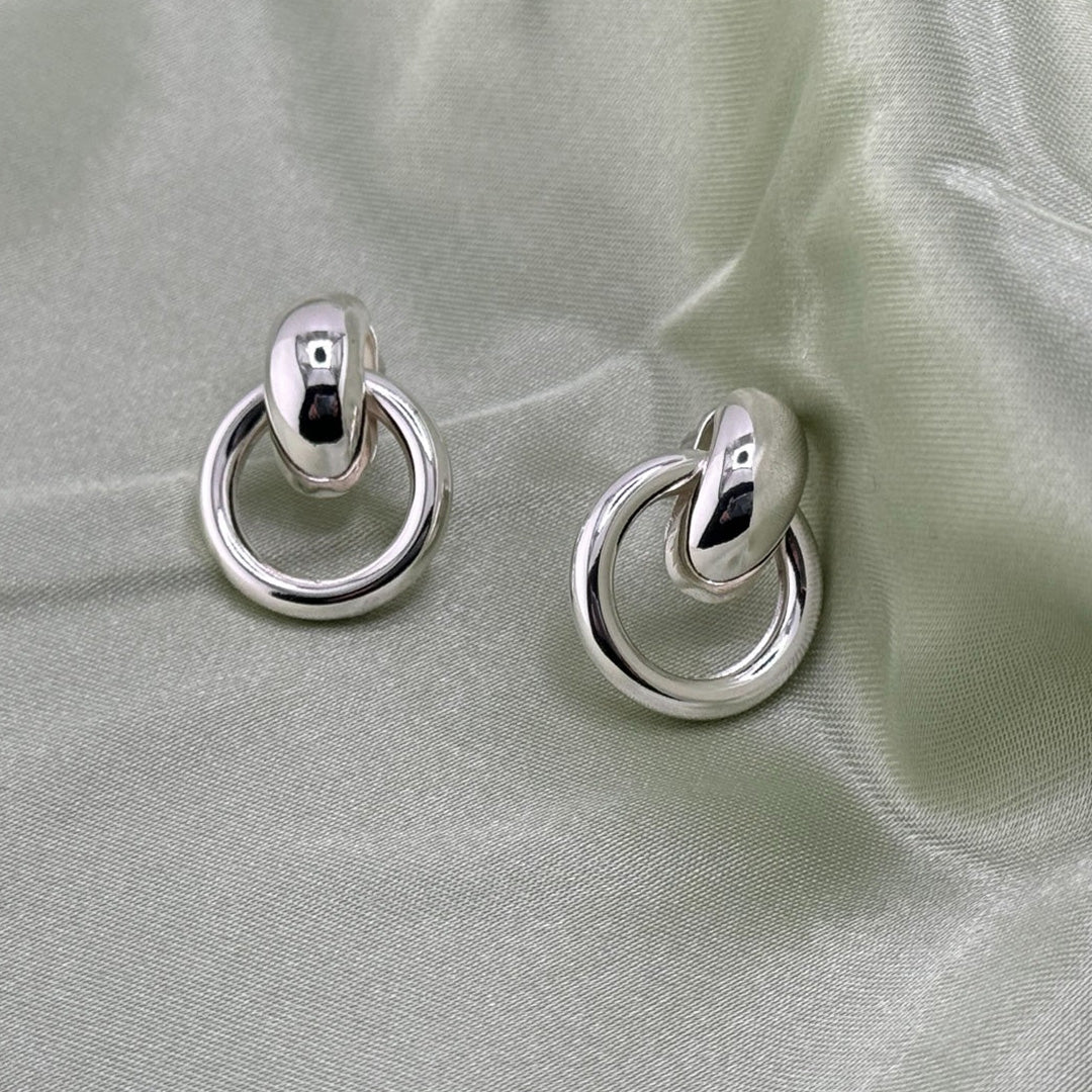 Brass Hollow Geometric Vintage Drop Earrings – Gold Plated, 14K Silver Tone
