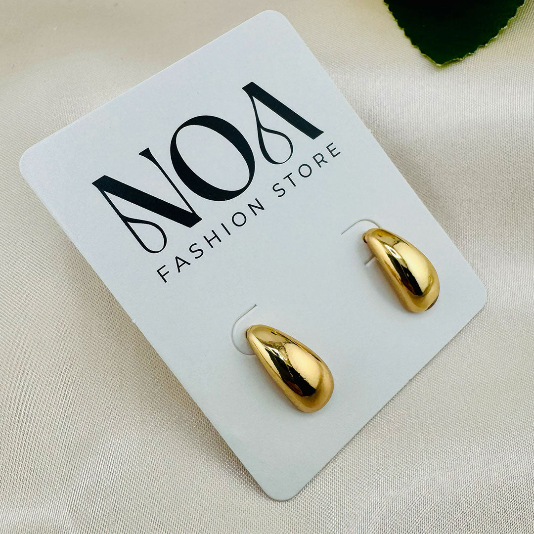 NOA Stainless Steel Smooth Water Drop Minimalist Earrings – 18K Gold Plated
