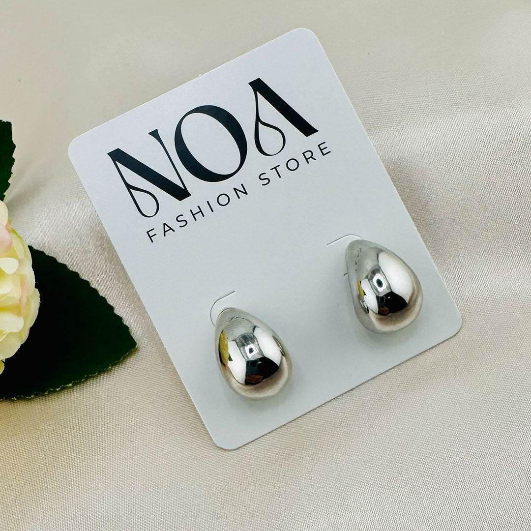 NOA's Stainless Steel Smooth Water Drop Minimalist Earrings - 18K Gold Plated