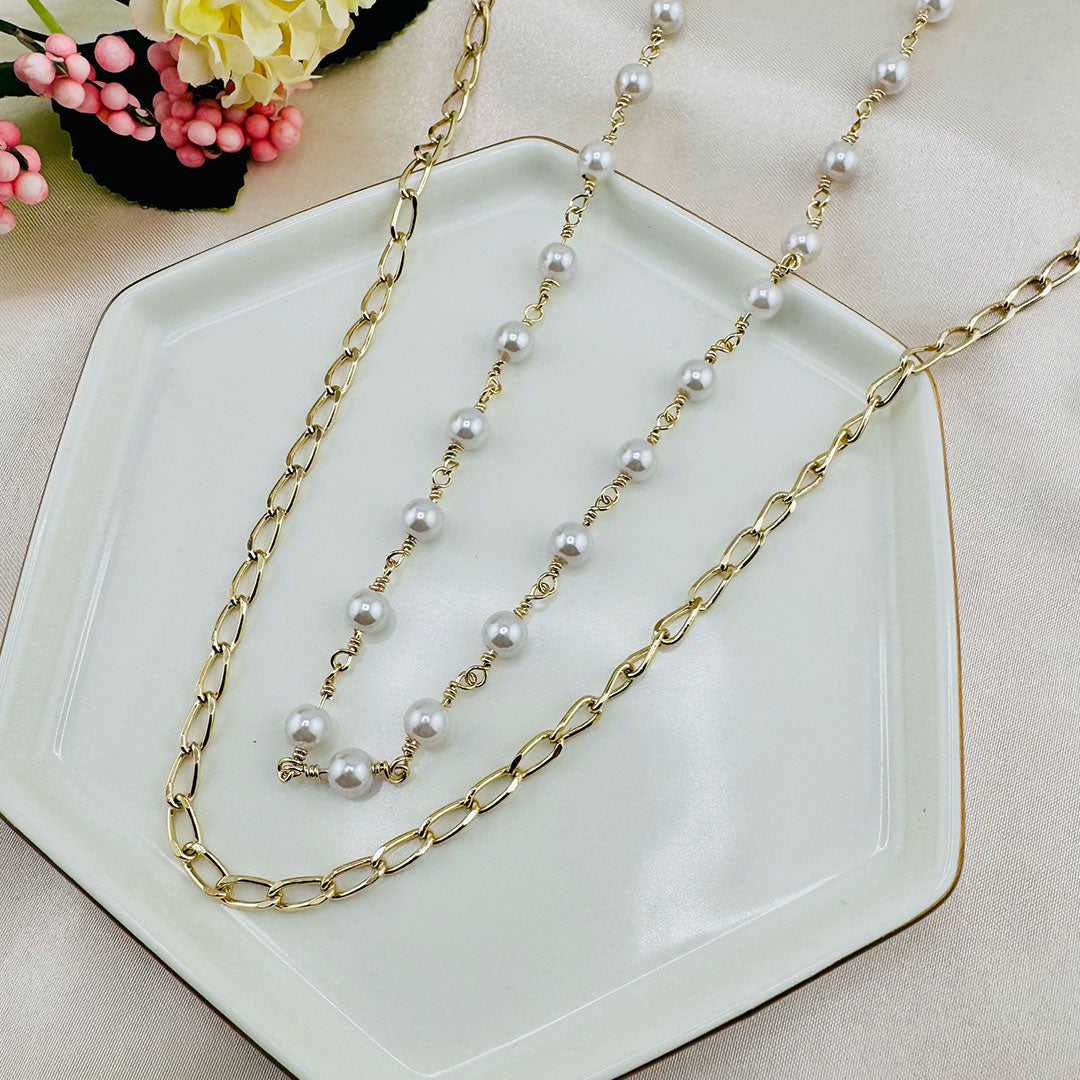 NOA’s Geometric Elegance Multi-Strand Necklace – 14K Gold Plated